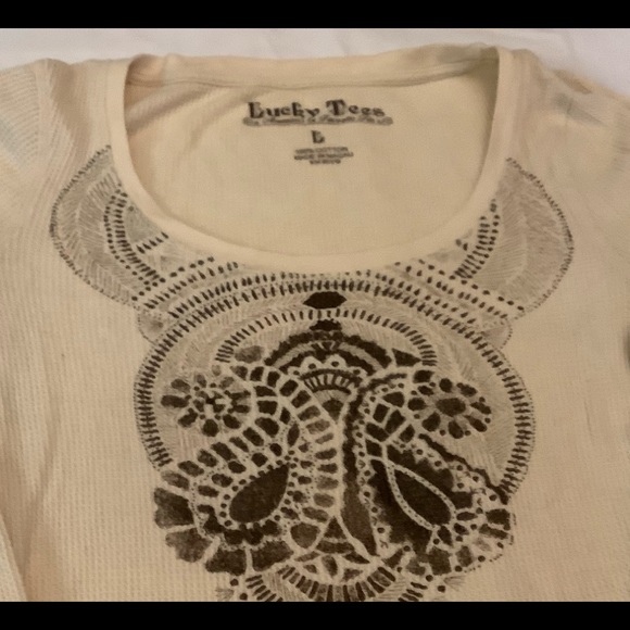 Lucky Brand Thermal Sweater Top Boho M - Picture 2 of 4